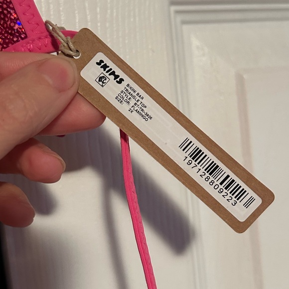 Skims NWT sequin triangle bikini top flamingo pink - 2X - Picture 5 of 6